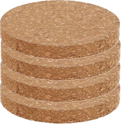 Esschert Design plantenpot onderzetter - 4x - van kurk - D13 x 1 cm - voorkomt kringen - vloer bescherming