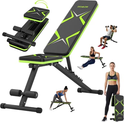 Verstelbare halterbank - Fitness bank - Kracht training - Snel opvouwbaar - 660 pond capaciteit - Groen Zwart