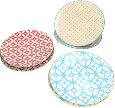 6-delige set dinerborden Makina TRIO, elk 2x blauw, geel, rood - 44775, 44768, 44744
