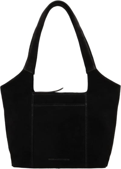 Hide & Stitches Brazos Schoudertas - 30 x 21 x 10,5 cm - Suede - Leer - Dames Tas - Leren Dames Tas - Zwart