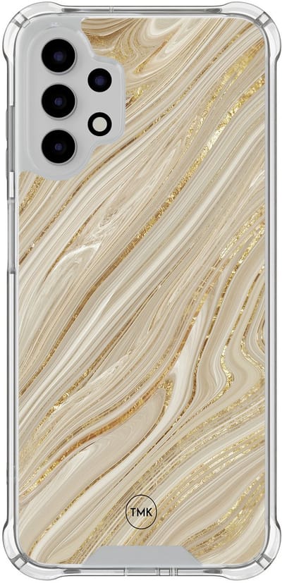 Shockproof hoesje geschikt voor Samsung Galaxy A13 4G - Golden marble - Schokbestendig - Verhoogde randen - TPU case - Extra Sterke Back Cover - Marmer - Transparant, Goud