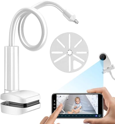 Babyfoon Houder - Babymonitor Beugel - Veilig Toezicht - Verstelbare Klemarm - 15 x 10 x 6 cm - Wit