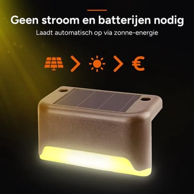 Mavora - Buitenzonnelampen - 6-pack - Warm wit licht - Zonnetuinlampen - Balkonverlichting - Trapverlichting - Waterdicht - Ledverlichting - Geschikt voor buitentrappen, treden, schuttingen, patio's, terrassen, paden en decoratie - bruin