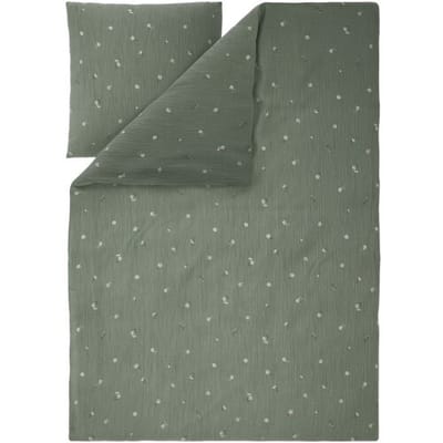 LIVARNO Mousseline dekbedovertrek 140 x 200 cm (Bloemen/groen)