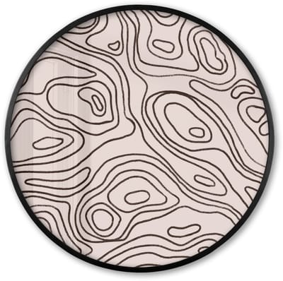 Poster in lijst Rond - Fotolijst 60x60 cm - Posters - Kunst - Lijnen - Beige - Zwart - Ronde posterlijst zwart - Decoratie - Wanddecoratie woonkamer - Muurdecoratie slaapkamer