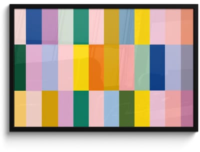 Poster in lijst - Fotolijst 90x60 cm - Posters - Stroken - Blauw - Patroon - Abstract - Posterlijst zwart - Decoratie - Wanddecoratie woonkamer - Muurdecoratie slaapkamer
