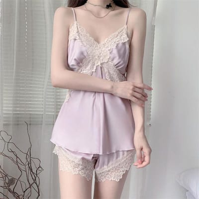 Roze Kant Afwerking Bruid Bruiloft Badjas Vrouwelijk 3-delige Nachtkleding Set Zijdeachtige Satijn Kimono Badjas Gewaad Lente Zomer Losse Satijn Homewear XL gray