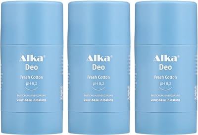 Alka® Deo Fresh Cotton - 3 x 30 ml - Basische Deo pH 8,2 - Vegan & Natuurlijke en Gezonde Deodorant - 0% Aluminium - Deodorant Stick - Unisex