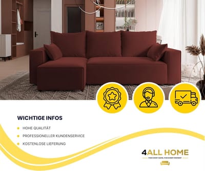 Hoekbank met Slaapfunctie & Bedlade - 246x145 cm - Novihome