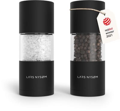 LARS NYSØM Sjæl Zout- en Pepermolen Set - Verstelbare maalgraad - Roestvrijstaal (Carbon Black)