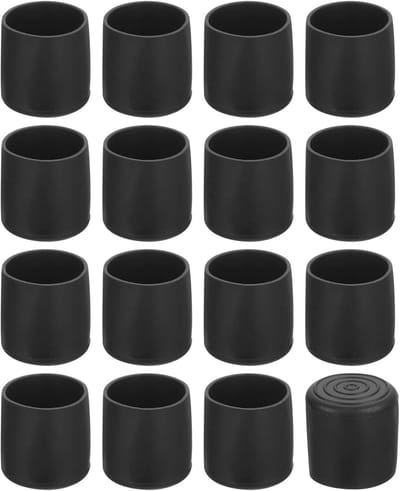 Set van 28 Zwarte Poten Doppen voor Stoelen en Tafels - 25mm PVC Antislip Bodembeschermers
