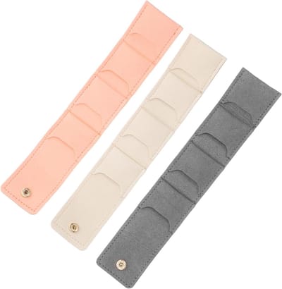 3-delige Mini Reiskosmetiekoffer met Compartimenten, Vouwbaar en Ruimtebesparend in Beige en Roze, Compact en Draagbaar voor Ringen, Oorbellen en Kettingen voor Vrouwen onderweg