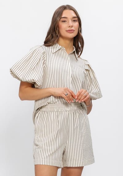 Notre-V Nv-hinka Crepe Stripe Dames - Jurken - Gebroken wit - Maat XS
