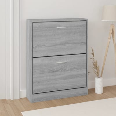 vidaXL - Schoenenkast - 59x17x81 - cm - bewerkt - hout - grijs - sonoma