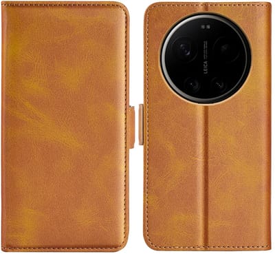 MobyDefend Hoesje - Geschikt voor Xiaomi 17 Ultra - Luxe Wallet Book Case (Sluiting Zijkant) - Lichtbruin
