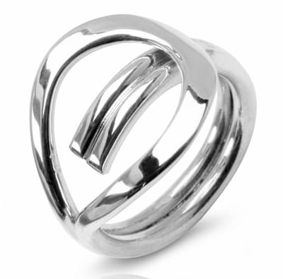 Mbrace Zilveren Dames Ring - Abstract Design - Open Structuur - Minimalistisch & Modern - Maat 17.75 mm