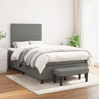 vidaXL - Boxspring - met - matras - stof - donkergrijs - 120x190 - cm