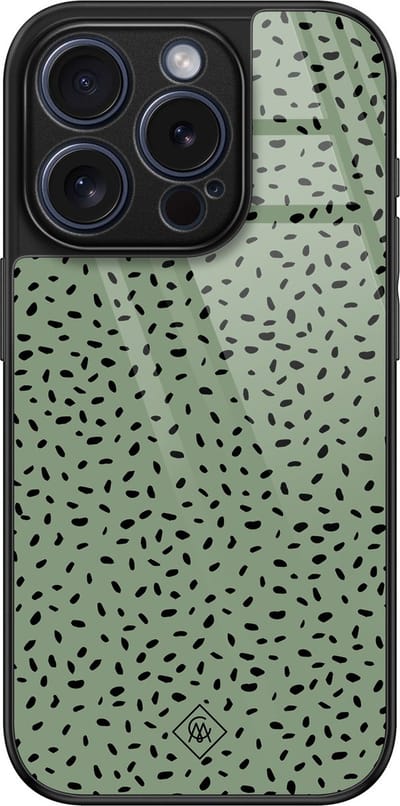 Casimoda® hoesje - Geschikt voor iPhone 15 Pro - Green Confetti - Luxe Hard Case Zwart - Backcover telefoonhoesje - Groen