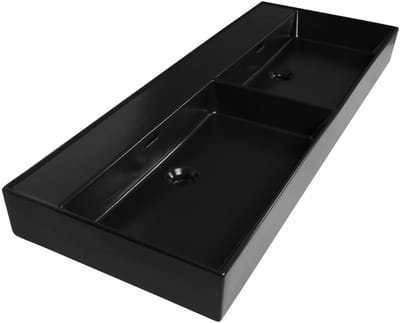 Brauer Lunar Wastafel - 120 cm - met 2 Spoelbakken en 0 Kraangaten - Keramiek Mat Zwart