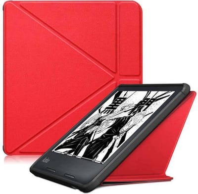Geschikt voor Kobo Clara HD hoes Rood Bookcase - Geschikt voor Kobo clara hd cover Smart case - Geschikt voor Kobo clara hoes- hoes Geschikt voor Kobo Clara HD - Kunstleer - Trifold Bookcase hoesje