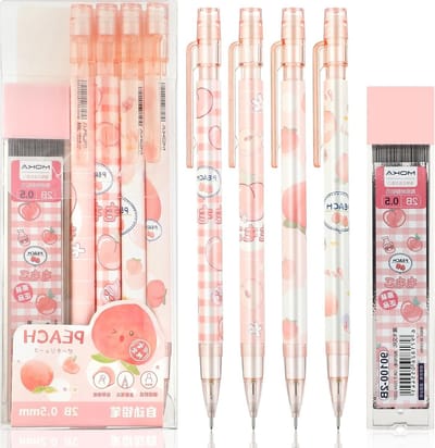 Set van 4 Schattige Mechanische Potloden 0.5mm voor School, Teken- en Schrijfbenodigdheden, Aesthetic Stationery voor Kinderen