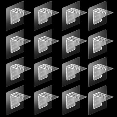 Dailygoods- Plankhouder Zelfklevend - 12 Stuks - Transparant - ABS-Kunststof - Geschikt voor Muren/Tegels/Hout - Lange Levensduur - Plankbeugels