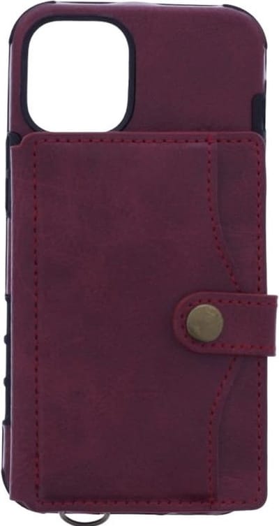 Backcover hoesje Geschikt voor: Apple iPhone 12 Mini hoesje - Pasjeshouder case - Ruimte voor pasjes - Siliconen en Polsbandje - Rood