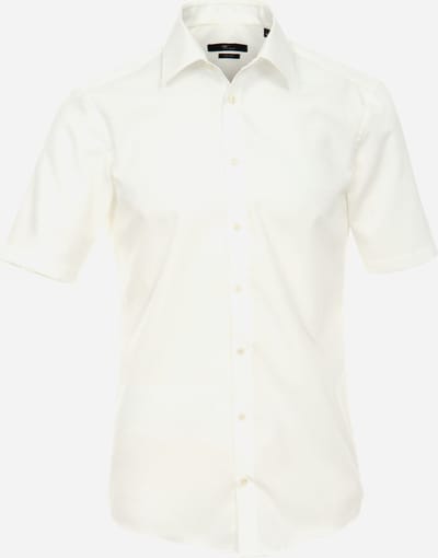 VENTI modern fit overhemd - korte mouw - popeline - beige - Strijkvrij - Boordmaat: 39