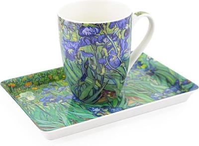 Kado set: mok en dienblaadje, Irises, Van Gogh