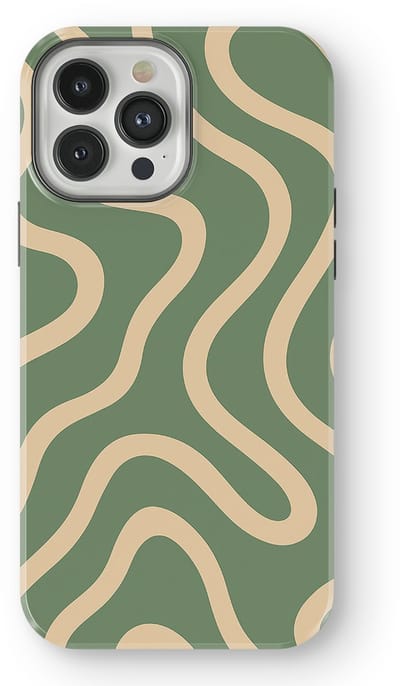 DripCase Curvy Lines Hoesje geschikt voor iPhone 13 Pro | Backcover met Mag | Design Tough Case geschikt voor iPhone 13 Pro Olive Drift