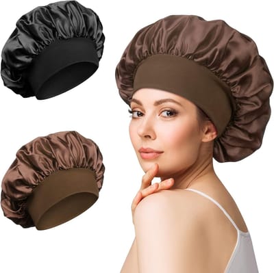 Dailygoods - 2 Stuks Satijnen Slaapmuts - Verstelbare Nacht Hoed voor Vrouwen en Meisjes