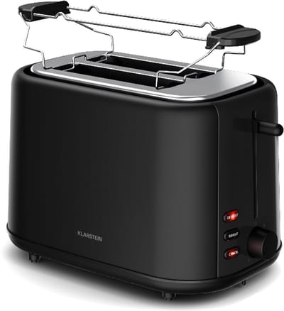 Klarstein Velaire Toaster - Broodrooster voor 2 sneetjes, 800 W, 7 bruiningsstanden, ontdooien & opwarmen, broodjeshouder, uitneembare kruimellade