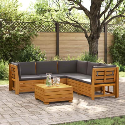 vidaXL - 6 - st - Buiten - bank - set - Massief - Acacia - Hout - Bruin