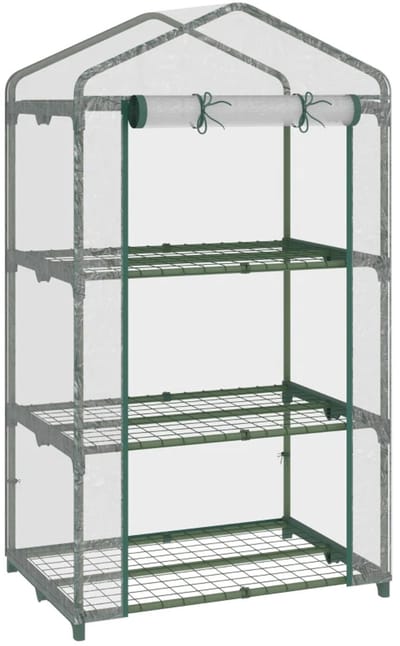 Kas - Tuinkas - 3 etages - Met Planken - Winterbestendig - Foliekas - Broeikas - Koude Bak - Kweekkas - Tomatenkas - Groentekas - Plantenkas - voor Groenten, Bloemen, Planten - 69 x 49 x 125 cm - Transparant