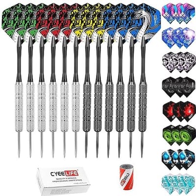 Professionele 12 Stuks Stalen Dartpijlen Set met PVC Shafts en 36 Flights