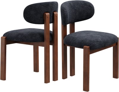 COLAMY Houten eetkamerstoelen - set van 2 - donkerblauwe stoffen bekleding - modern design