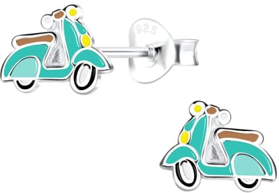 Joy|S - Zilveren scooter oorbellen - groen - 8 x 6 mm