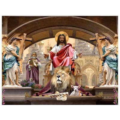 Peinture diamant thème jésus et tigre, broderie complète 5d, point de croix, à faire soi-même 20X30CM beige