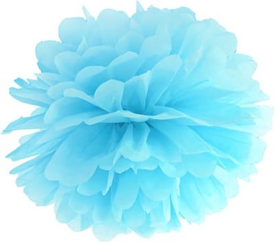 PARTYDECO - Hemelsblauwe papieren hangende pompon 25 cm