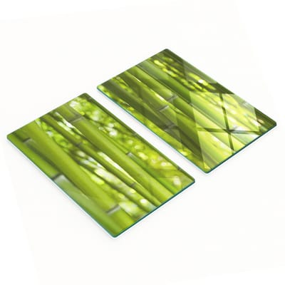 Glazen snijplanken met decoratieve afbeeldingen, bamboe, 2x30x52 cm