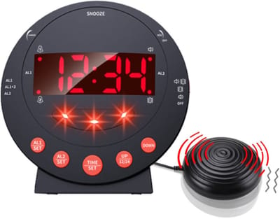 Dailygoody - Luide wekker - Supertrillingswekker - Ideaal voor diepe slapers - Rood knipperlicht - USB-oplaadpoort - Geschikt voor slechthorenden