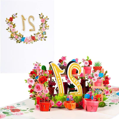 Dailygoods - 3D Verjaardagskaart voor de 21e Verjaardag - Unieke Pop-up Wenskaart