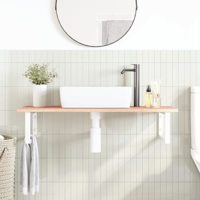 vidaXL - Badkamer - wandschap - staal - en - massief - eikenhout