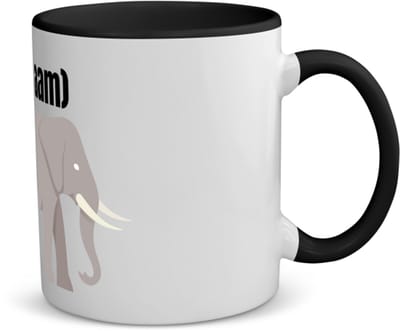 Akyol - olifant en kleine olifant met eigen naam koffiemok - theemok - zwart - Olifant - olifanten liefhebbers - iemand die houdt van olifanten - verjaardag - cadeau - kado - 350 ML inhoud