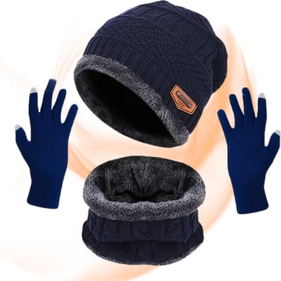 Livano Nekwarmer - Heren - Dames - Fleece - Motor - Bandana - Masker - Colsjaal - Winter - Sjaal - Gewatteerd - Set - Blauw