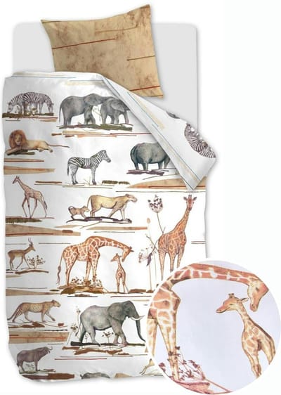 Beddinghouse Kids Big Five Dekbedovertrek - Naturel - 140 x 200/220 cm + 1x 60 x 70 cm