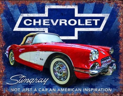 Metalen wandbord Chevrolet Stingray Inspiration - 31,5 x 40 cm