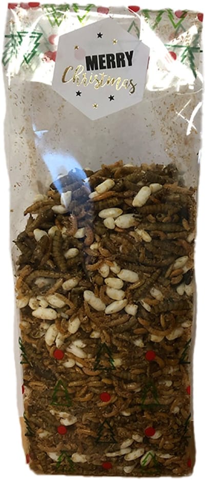Kerst Cadeau zakje met Insectenmix voor Knaagdieren Het Kerstkado