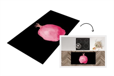 Keukenloper - Loper keuken - Granaatappel - Fruit - Zwart - 120x60 cm - Keukenloper vinyl