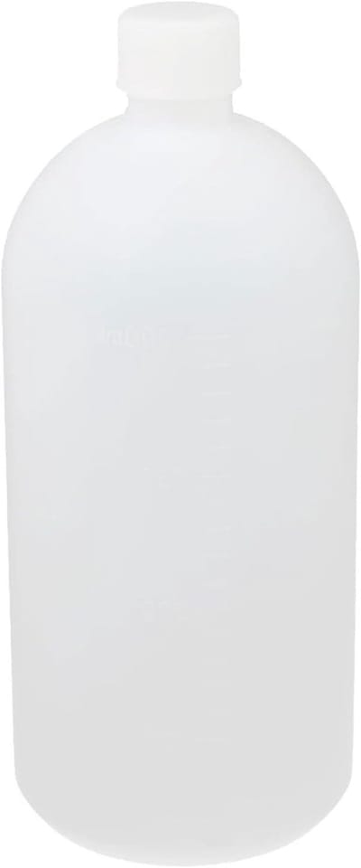 2 Stuks Plastic Reagentfles, Cilindrische Container met Schroefdop voor Vloeistofopslag, Ideaal voor Laboratorium en Chemisch Gebruik (Wit, 1000ml)